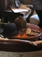 These hats and pipe are set out for visitors to use while posing for photos